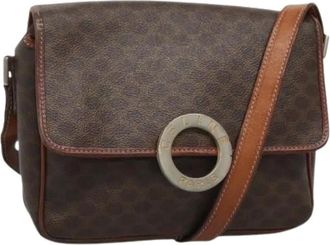 Celine Pre-owned Cross Body Bags, female, Brown, Size: ONE SIZE Pre-owned Vintage macadam circle logo shoulder bag