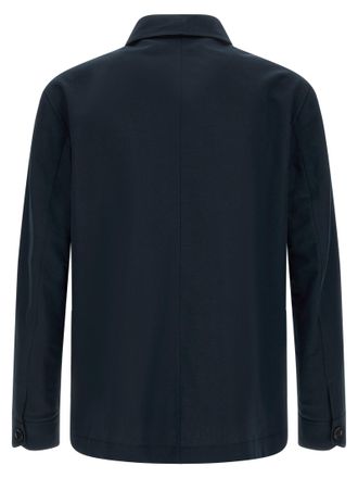 Brioni Mens Blue Linen Full-Length Jacket Clothing