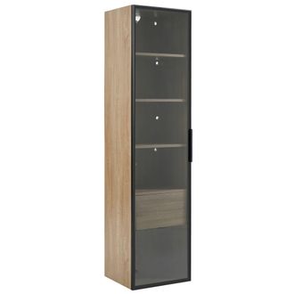 Urban Meuble Vitrina alta efecto madera clara, 1 caj&oacute;n grande, 1 puerta, con led