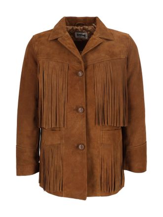 Schott NYC Brown Fringed Suede Leather Jacket