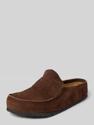 Birkenstock Clogs aus Veloursleder Modell Naples Wrapped in Dunkelbraun, Gr&ouml;&szlig;e 44