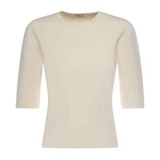 Max Mara Round-neck Knitwear, female, Beige, Size: S Maglia Canottiera Top