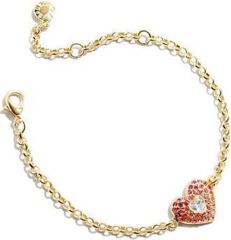 BaubleBar Melissa Heart Charm Bracelet in Pink at Nordstrom