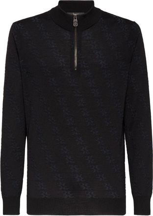 Billionaire Boys Club Wool and Silk Pullover Zip Mock - Heren - Coltruien - Zwart - 3XL - Wol - Truien & Vesten