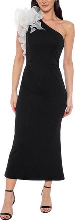 Marina Rossini Ruffle Shoulder Midi Dress