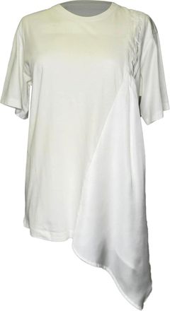 Victoria Beckham Draped Asymmetric T-Shirt in White Cotton