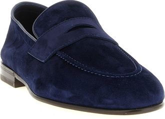 Brunello Cucinelli Mens Blue Calfskin Slip-On Loafers