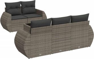 vidaXL Vidaxl - Set De Muebles De Jard&iacute;n 6 Pzas Y Cojines Rat&aacute;n Sint&eacute;tico Gris