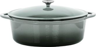 MegaChef 7 Quarts Oval Enameled Cast Iron Casserole in Gray at Nordstrom
