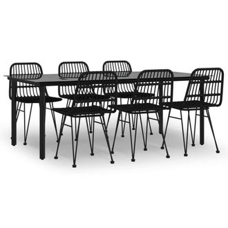 Berkfield Home 7 Piece Garden Dining Set Black Poly Rattan