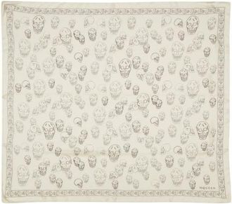 Alexander McQueen Hand Painted Skull Silk Chiffon Square Scarf in Ivory/Black at Nordstrom