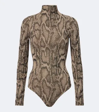 Wolford Snake-print jacquard bodysuit