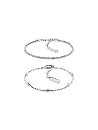 Calvin Klein Womens Layered Bracelet Set - Silver - OS