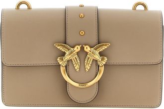 Pinko Beige Love One Medium Crossbody Bag