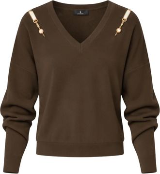 Fracomina V-hals Breiwerk - Dames - V-hals truien - Bruin - M - Polyester - Truien & Vesten