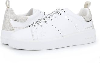Vintage Havana Womens Pebbled Tab Sneakers In White