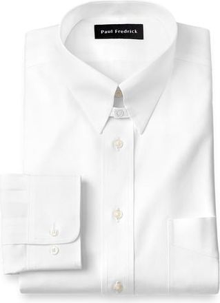 Paul Fredrick Tailored Fit Non-iron Cotton Pinpoint Solid Snap Tab Collar Dress Shirt in White at Nordstrom, Size 15 - 32