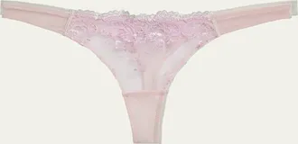 Kiki De Montparnasse Juliette Embroidered Low-Rise Lace Thong