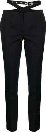 The Attico Zwarte Lange Wollen Broek - Dames - Slim Fit Broeken - Zwart - M - Wol - Broeken