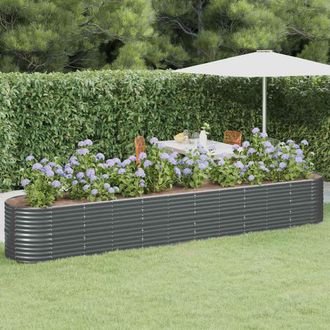 vidaXL Jardinera Arriate Acero Galvanizado Antracita 440x80x68 Cm Vidaxl