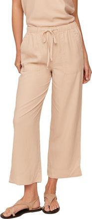 Bella Dahl Easy Pocket Crop Wide Leg Pants in Linen Sand at Nordstrom, Size Medium
