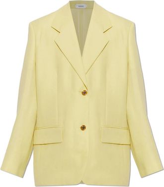 Versace Wol-linnen blazer - Dames - Blazers - Geel - XS - Wol - Jassen