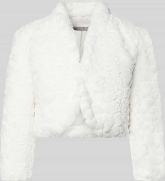 Christian Berg Cocktail Cocktailjacke aus Kunstfell mit Stehkragen in Ecru, Größe 34