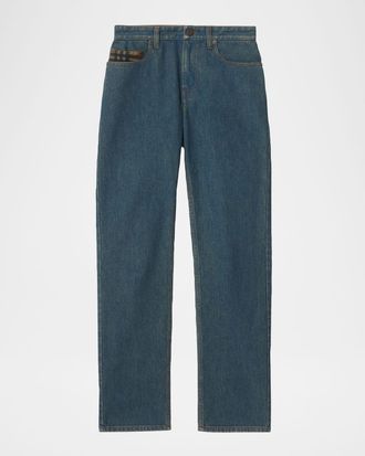Burberry Dalia Check Pocket Straight-Leg Denim Pants
