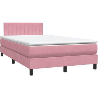 vidaXL Cama Box Spring Con Colch&oacute;n Terciopelo Rosa 120x220 Cm Vidaxl