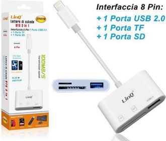 Trade Shop Trade Shop - Lector De Tarjetas De Memoria Otg 3in1 Interfaz De Rayo Con Micro-sd / Tf / Usb Ith518