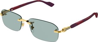 Gucci Green Rectangular Mens Sunglasses GG1221S 003 56