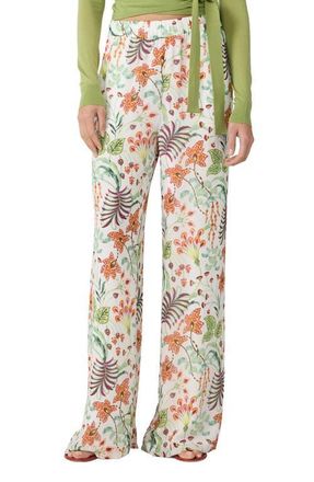 Diane Von F&uuml;rstenberg Verick Print Wide Leg Pants in Miragevine White at Nordstrom, Size Xx-Small