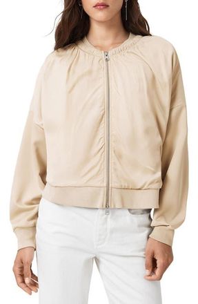 AllSaints Mirri Shirred Bomber in Tofu White at Nordstrom, Size Large