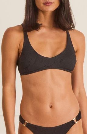 Aqua Blu Australia V-Neck Amelia Bikini Top in Black at Nordstrom, Size 12