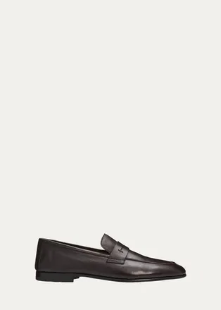 Bergdorf Goodman Mens Patent-Finish Buffalo Leather Derby Shoes