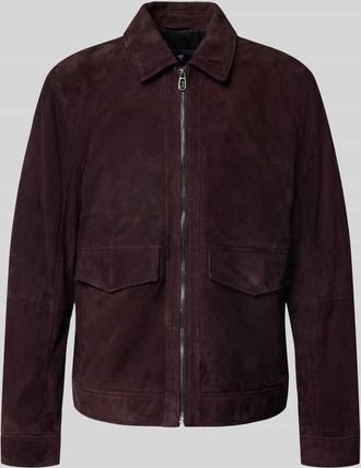 Joop Lederjacke mit Reißverschluss in Purple, Größe 48