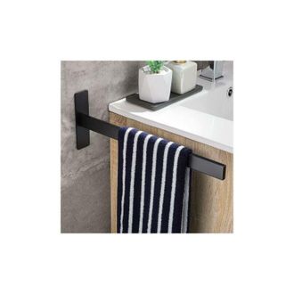 OEM Soporte Sin Taladrar, Negro Mate - Toallero De Ba&ntilde;o - Soporte Rectangular De Acero Inoxidable: 39 Cm