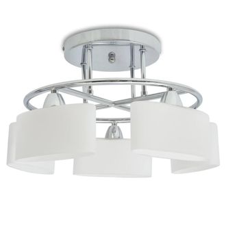 Berkfield Home Ceiling Lamp with Ellipsoid Glass Shades for 5 E14 Bulbs 200 W in White
