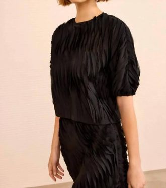 Ulla Johnson Vayda Chiffon Embroidered Short Sleeve Top In Noir