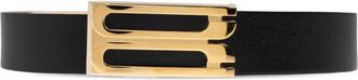 Victoria Beckham Leren riem met logogesp - Zwart