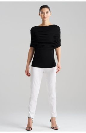 Natori Matte Jersey Rouched Shoulder Top in Black at Nordstrom, Size X-Small