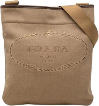 Prada Pre-owned Crossbody Bag - Dames - Vintage Schoudertas - Beige - ONE Size - Leer - Vintage
