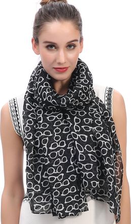 Lina & Lily Sunglasses Print Womens Scarf Shawl Wrap Lightweight (Black)