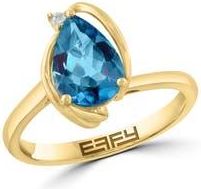 Effy Pear Cut London Blue Topaz & Diamond Ring at Nordstrom Rack, Size 7