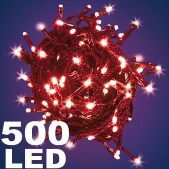 Trade Shop Trade Shop - Catena Luminosa 500 Luci Led Luci Lights Color Rosso With Controller Us Internal