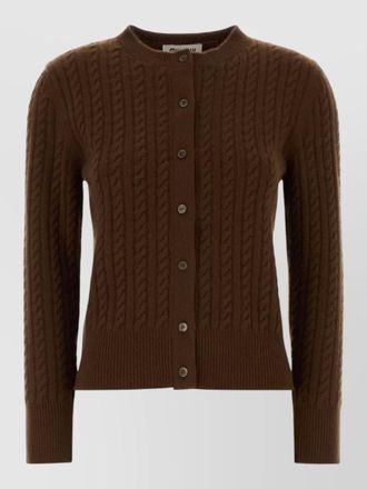 Miu Miu cashmere cardigan crew neck cable knit