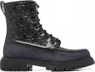 Ferragamo Mens Gancini Combat Boots In Black