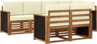 vidaXL Conjunto De Sof&aacute;s De Exterior 6 Uds. Natural Y Crema Vidaxl