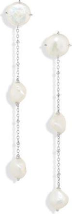 Nadri Dot Dot Dot Mixed Faux Pearl Linear Earrings in Rhodium at Nordstrom Rack