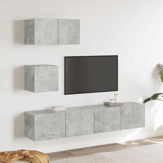 vidaXL Vidaxl - Set De Muebles De Tv 4 Pzas Madera Contrachapada Gris Hormig&oacute;n